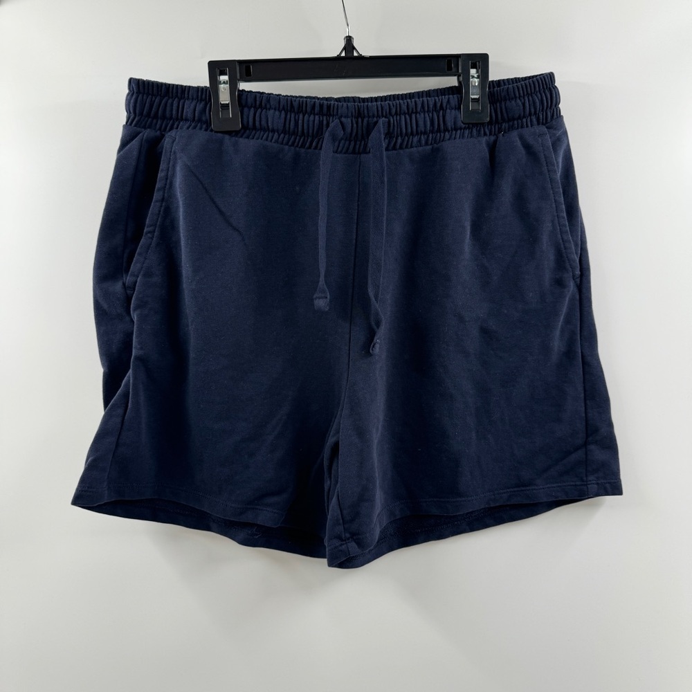 H&M Navy Blue Fleece Lounge Shorts Size Medium Drawstring